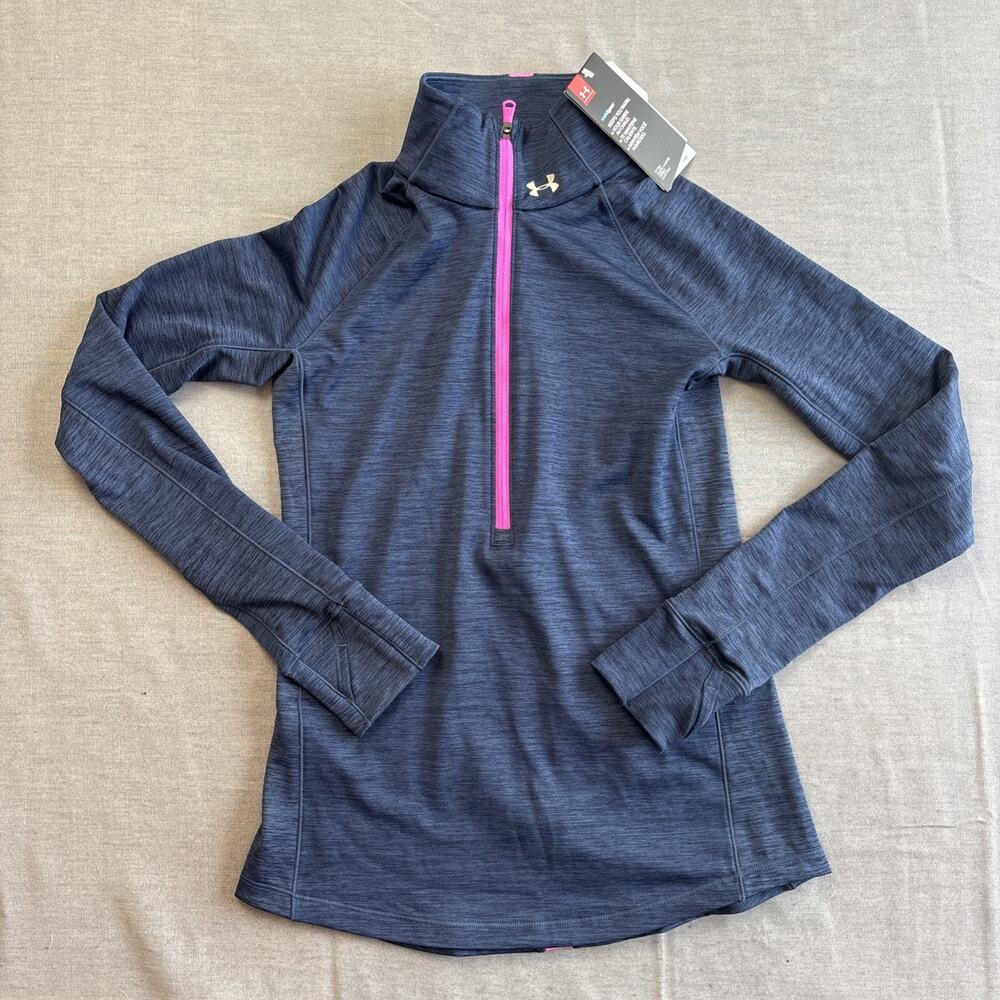 NWT Under Armour UA‎ ColdGear ½ Zip Women’s Long Slv Shirt Academy Blue XS Extra
